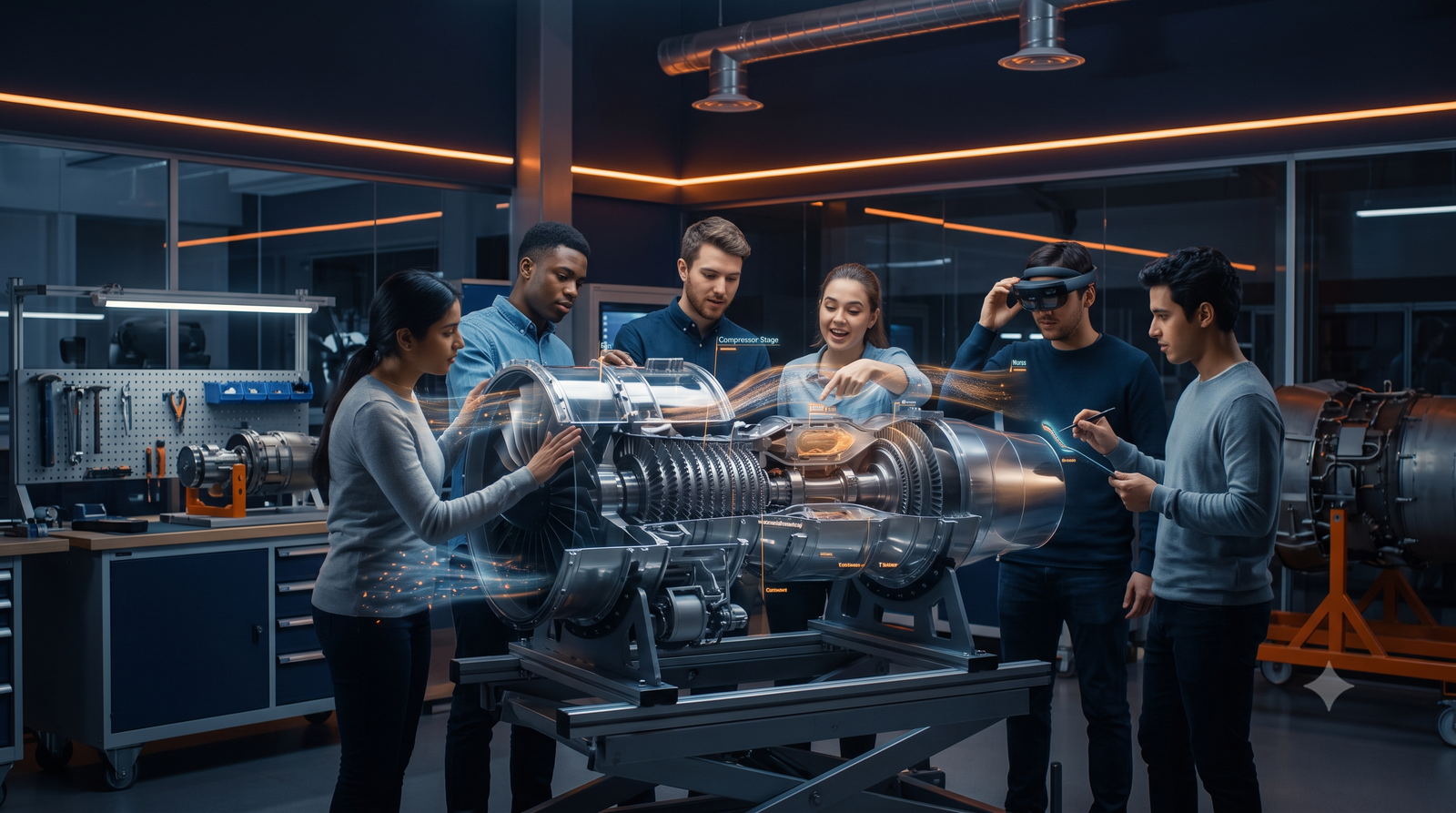 Hands-on aerospace workshop with transparent engine model